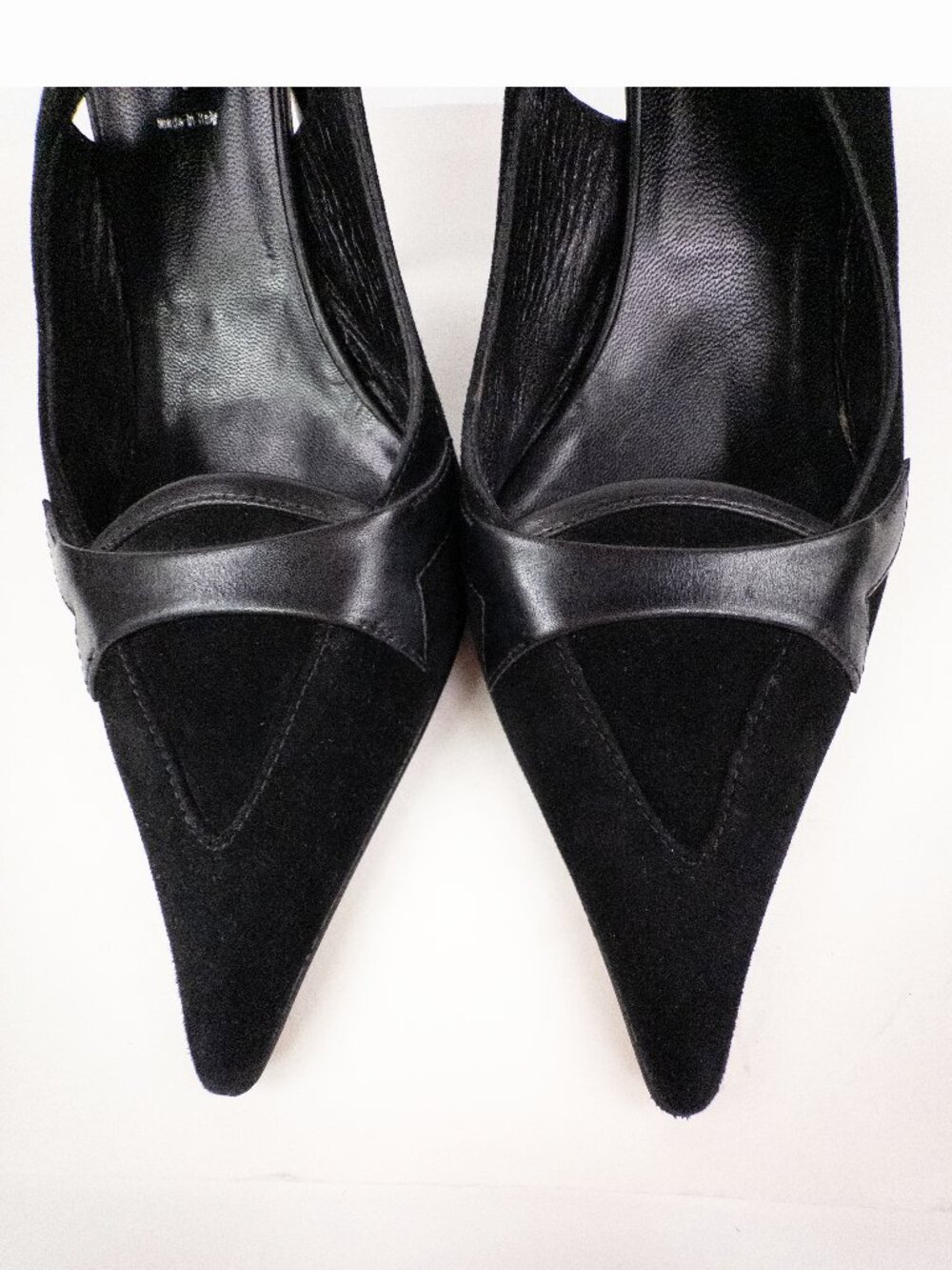 Casadei Black Suede Slingback Pumps Sculptural Twist Heel Pointed Toe Sz 9 - Picture 7 of 9